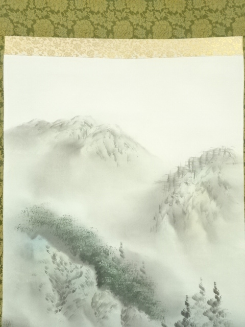 道具 ] - 道具 青峯筆 彩色山水 肉筆絹本掛軸（共箱） | ネット